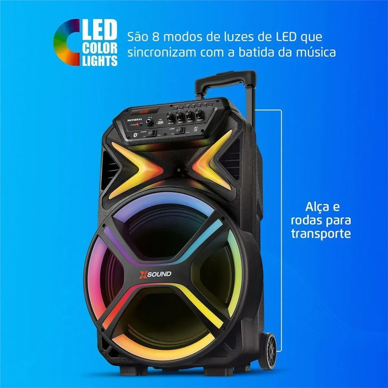 Caixa de Som Amplificadora Mondial CM-550-L com Led 550W Caixa de Som Amplificadora Mondial CM-550-L com Led 550W